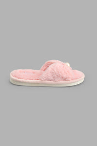 Redtag-Pale-Pink-Pearl-Trim-Slide-Colour:Pink,-Filter:Girls-Footwear-(5-to-14-Yrs),-GSR-Slippers,-New-In,-New-In-GSR-FOO,-Non-Sale,-S22B,-Section:Kidswear-Senior-Girls-5 to 14 Years