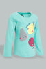 Redtag-Mint-Printed-Long-Sleeve-Graphic-T-Shirt-All-Over-Prints-Infant-Girls-3 to 24 Months