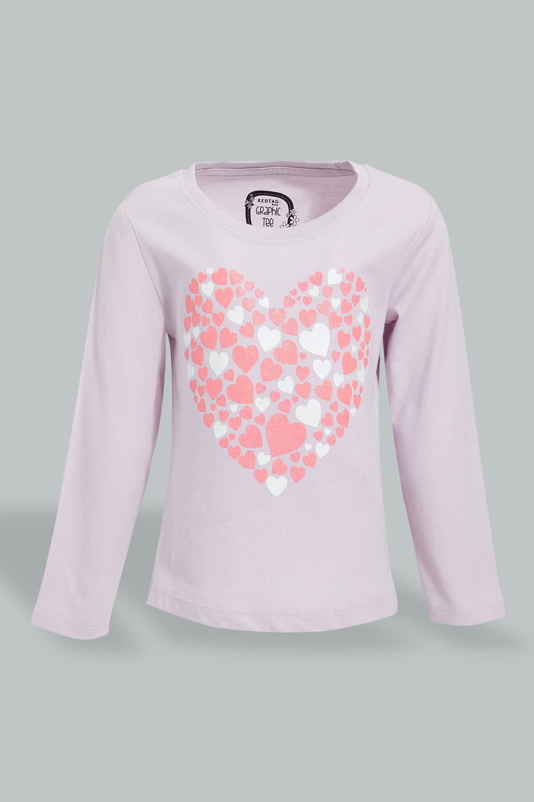 Redtag-Lilac-Long-Sleeve-Graphic-T-Shirt-Graphic-Prints-Infant-Girls-3 to 24 Months