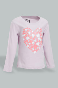 Redtag-Lilac-Long-Sleeve-Graphic-T-Shirt-Graphic-Prints-Infant-Girls-3 to 24 Months