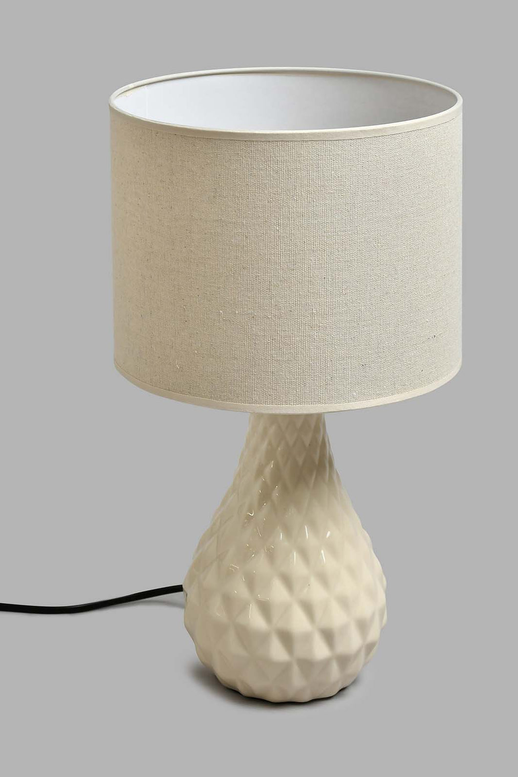 Redtag-Green-Ceramic-Textured-Base-Table-Lamp-Colour:Cream,-Filter:Home-Decor,-HMW-HOM-Table-Lamps,-HOM-CONSCIOUS-CLARITY-2,-New-In,-New-In-HMW-HOM,-Non-Sale,-S22B,-Section:Homewares-Home-Decor-