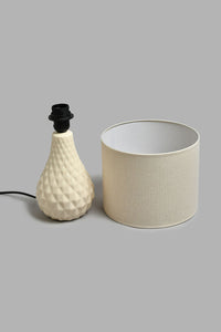 Redtag-Green-Ceramic-Textured-Base-Table-Lamp-Colour:Cream,-Filter:Home-Decor,-HMW-HOM-Table-Lamps,-HOM-CONSCIOUS-CLARITY-2,-New-In,-New-In-HMW-HOM,-Non-Sale,-S22B,-Section:Homewares-Home-Decor-