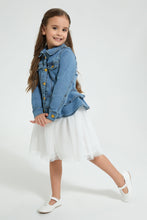 Load image into Gallery viewer, Redtag-Blue-Denim-Crop-Jacket-Jackets-Girls-2 to 8 Years
