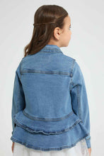 Load image into Gallery viewer, Redtag-Blue-Denim-Crop-Jacket-Jackets-Girls-2 to 8 Years
