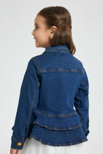 Load image into Gallery viewer, Redtag-Blue-Denim-Crop-Jacket-Jackets-Girls-2 to 8 Years
