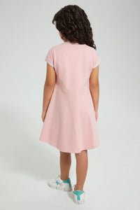 Redtag-Pink-Polo-Collar-Dress-Colour:Pink,-Filter:Girls-(2-to-8-Yrs),-Girls-Dresses,-New-In,-New-In-GIR,-Non-Sale,-S22B,-Section:Kidswear-Girls-2 to 8 Years