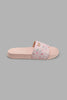 Redtag-Pink-Floral-Slide-With-Bow-Trim-Sliders-Women's-