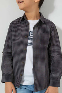 Redtag-Grey-Check-Shirt-And-T-Shirt-Set-Boys-Shirts,-Colour:Dark-Grey,-Filter:Boys-(2-to-8-Yrs),-New-In,-New-In-BOY,-Non-Sale,-S22B,-Section:Kidswear-Boys-2 to 8 Years