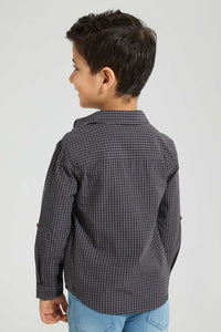 Redtag-Grey-Check-Shirt-And-T-Shirt-Set-Boys-Shirts,-Colour:Dark-Grey,-Filter:Boys-(2-to-8-Yrs),-New-In,-New-In-BOY,-Non-Sale,-S22B,-Section:Kidswear-Boys-2 to 8 Years