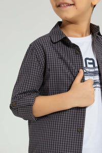 Redtag-Grey-Check-Shirt-And-T-Shirt-Set-Boys-Shirts,-Colour:Dark-Grey,-Filter:Boys-(2-to-8-Yrs),-New-In,-New-In-BOY,-Non-Sale,-S22B,-Section:Kidswear-Boys-2 to 8 Years