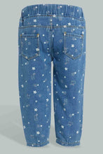 Load image into Gallery viewer, Redtag-Mid-Wash-Front-Button-Baggy-Pullon-Jean-Jeans-Baggy-Fit-Infant-Girls-3 to 24 Months
