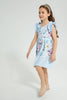 Redtag-Blue-Printed-Dress-With-Ruffled-Sleeve-Colour:Blue,-Filter:Girls-(2-to-8-Yrs),-Girls-Dresses,-New-In,-New-In-GIR,-Non-Sale,-S22B,-Section:Kidswear-Girls-2 to 8 Years