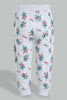 Redtag-Grey-Melange-Placement-Print-Trackpant-Joggers-Infant-Girls-3 to 24 Months