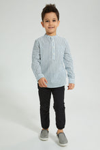 Load image into Gallery viewer, Redtag-Blue-Stripe-Mandarin-Collar-Shirt-Boys-Shirts,-Colour:Blue,-Filter:Boys-(2-to-8-Yrs),-New-In,-New-In-BOY,-Non-Sale,-S22B,-Section:Kidswear-Boys-2 to 8 Years
