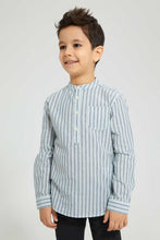 Load image into Gallery viewer, Redtag-Blue-Stripe-Mandarin-Collar-Shirt-Boys-Shirts,-Colour:Blue,-Filter:Boys-(2-to-8-Yrs),-New-In,-New-In-BOY,-Non-Sale,-S22B,-Section:Kidswear-Boys-2 to 8 Years
