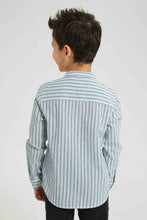 Load image into Gallery viewer, Redtag-Blue-Stripe-Mandarin-Collar-Shirt-Boys-Shirts,-Colour:Blue,-Filter:Boys-(2-to-8-Yrs),-New-In,-New-In-BOY,-Non-Sale,-S22B,-Section:Kidswear-Boys-2 to 8 Years
