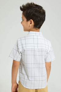 Redtag-White-Oversized-Check-Short-Sleeve-Shirt-Boys-Shirts,-Colour:White,-Filter:Boys-(2-to-8-Yrs),-New-In,-New-In-BOY,-Non-Sale,-S22B,-Section:Kidswear-Boys-2 to 8 Years