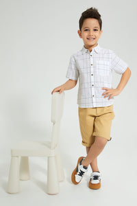 Redtag-White-Oversized-Check-Short-Sleeve-Shirt-Boys-Shirts,-Colour:White,-Filter:Boys-(2-to-8-Yrs),-New-In,-New-In-BOY,-Non-Sale,-S22B,-Section:Kidswear-Boys-2 to 8 Years