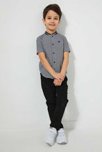 تنزيل الصورة على معرض الصور، Redtag-Black-Check-Baseball-Neck-Short-Sleeve-Shirt-Casual-Shirts-Boys-2 to 8 Years
