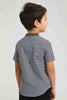 Redtag-Black-Check-Baseball-Neck-Short-Sleeve-Shirt-Casual-Shirts-Boys-2 to 8 Years
