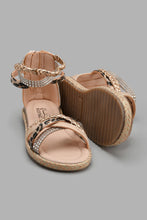 Load image into Gallery viewer, Redtag-Copper-Multi-Strap-Espadrilles-Sandal-Sandals-Girls-3 to 5 Years
