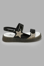 Load image into Gallery viewer, Redtag-Black-Polka-Dot-Print-Sandal-Slingbacks-Girls-3 to 5 Years
