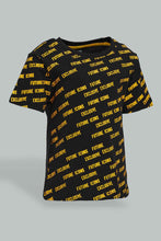 Load image into Gallery viewer, Redtag-Black-Printed-T-Shirt-With-Yellow-Jersey-Short-Casual-Set-(2-Pack)-Colour:Black,-Filter:Infant-Boys-(3-to-24-Mths),-Infant-Boys-Sets,-New-In,-New-In-INB,-Non-Sale,-S22A,-Section:Kidswear-Infant-Boys-3 to 24 Months
