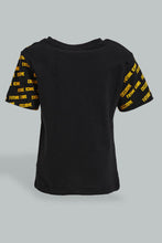 Load image into Gallery viewer, Redtag-Black-Printed-T-Shirt-With-Yellow-Jersey-Short-Casual-Set-(2-Pack)-Colour:Black,-Filter:Infant-Boys-(3-to-24-Mths),-Infant-Boys-Sets,-New-In,-New-In-INB,-Non-Sale,-S22A,-Section:Kidswear-Infant-Boys-3 to 24 Months
