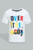Redtag-White-T-Shirt-With-Blue-Jersey-Short-Casual-Set-(2-Pack)-Sets-Infant-Boys-3 to 24 Months