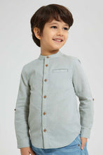 Load image into Gallery viewer, Redtag-Olive-Dobby-Mandarin-Collar-Long-Sleeved-Shirt-Casual-Shirts-Boys-2 to 8 Years
