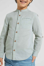 Load image into Gallery viewer, Redtag-Olive-Dobby-Mandarin-Collar-Long-Sleeved-Shirt-Casual-Shirts-Boys-2 to 8 Years
