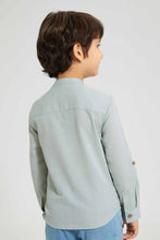 Load image into Gallery viewer, Redtag-Olive-Dobby-Mandarin-Collar-Long-Sleeved-Shirt-Casual-Shirts-Boys-2 to 8 Years
