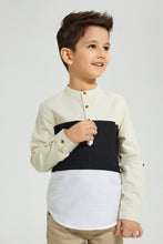 Load image into Gallery viewer, Redtag-Beige-Panelled-Manadarin-Long-Sleeved-Shirt-Boys-Shirts,-Colour:Beige,-Filter:Boys-(2-to-8-Yrs),-New-In,-New-In-BOY,-Non-Sale,-S22B,-Section:Kidswear-Boys-2 to 8 Years
