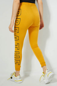 Redtag-Yellow-Basic-Jogger-With-Side-Applique-Joggers-Women's-