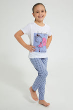 Load image into Gallery viewer, Redtag-Blue-Girl-Print-Basic-Nightsuit-Colour:Blue,-Filter:Girls-(2-to-8-Yrs),-Girls-Pyjama-Sets,-New-In,-New-In-GIR,-Non-Sale,-PPE,-S22A,-Section:Kidswear-Girls-2 to 8 Years
