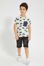 Load image into Gallery viewer, Redtag-Beige-Jeep-Print-Pocket-T-Shirt-All-Over-Prints-Boys-2 to 8 Years
