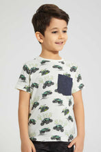 Load image into Gallery viewer, Redtag-Beige-Jeep-Print-Pocket-T-Shirt-All-Over-Prints-Boys-2 to 8 Years
