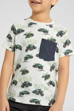 Load image into Gallery viewer, Redtag-Beige-Jeep-Print-Pocket-T-Shirt-All-Over-Prints-Boys-2 to 8 Years
