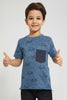 Redtag-Blue-Bicycle-Print-T-Shirt-All-Over-Prints-Boys-2 to 8 Years