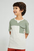 Redtag-Olive-Oversized-Pocket-T-Shirt-Embellished-Boys-2 to 8 Years