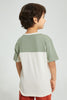 Redtag-Olive-Oversized-Pocket-T-Shirt-Embellished-Boys-2 to 8 Years