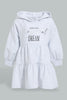 Redtag-Grey-Cut-And-Sew-Hooded-Dress-Dresses-Infant-Girls-3 to 24 Months