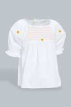 Load image into Gallery viewer, Redtag-White-Top-With-Embroidery-At-Chest-Blouses-Infant-Girls-3 to 24 Months
