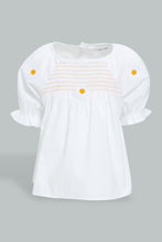 Load image into Gallery viewer, Redtag-White-Top-With-Embroidery-At-Chest-Blouses-Infant-Girls-3 to 24 Months
