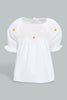 Redtag-White-Top-With-Embroidery-At-Chest-Blouses-Infant-Girls-3 to 24 Months