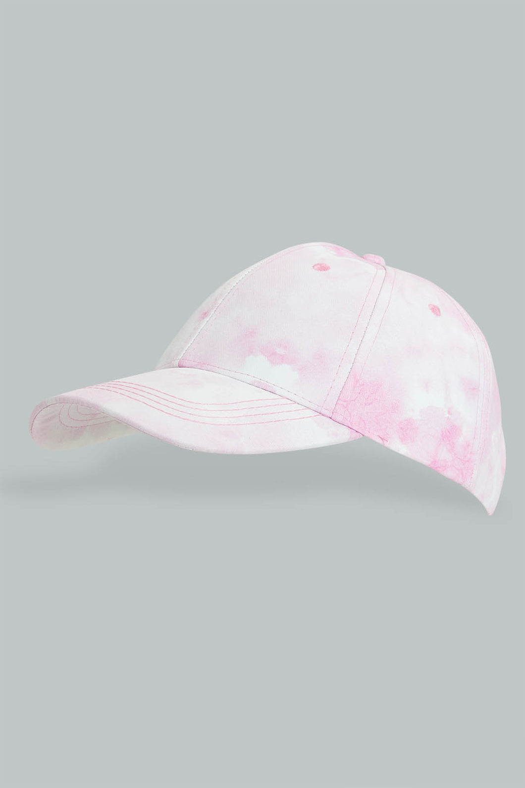 Redtag-Pink-And-White-Tie-And-Dye-Printed-Cap-Caps-Girls-