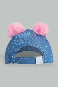 Redtag-Blue-And-White-Polka-Dots-Character-Cap-Caps-Girls-