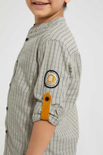 تنزيل الصورة على معرض الصور، Redtag-White-Long-Sleeve-Check-Mandarin-Shirt-Casual-Shirts-Boys-2 to 8 Years
