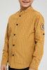Redtag-Yellow-Long-Sleeve--Check-Mandarin-Shirt-Casual-Shirts-Boys-2 to 8 Years