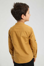 تنزيل الصورة على معرض الصور، Redtag-Yellow-Long-Sleeve--Check-Mandarin-Shirt-Casual-Shirts-Boys-2 to 8 Years
